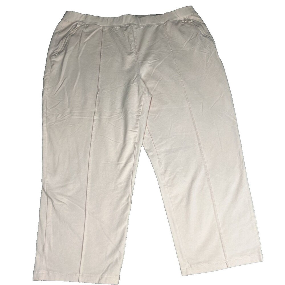 D & Co. Active Pull-on Pants Women Size 1X Cotton Stretch Pink / Denim & Company